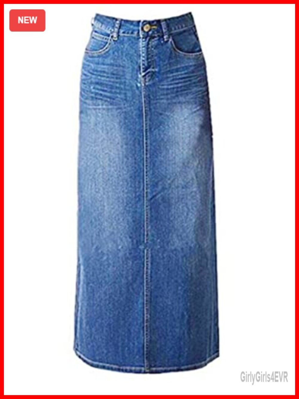 Long Denim Maxi Skirt A-Line High Waist with Pockets Stretchy